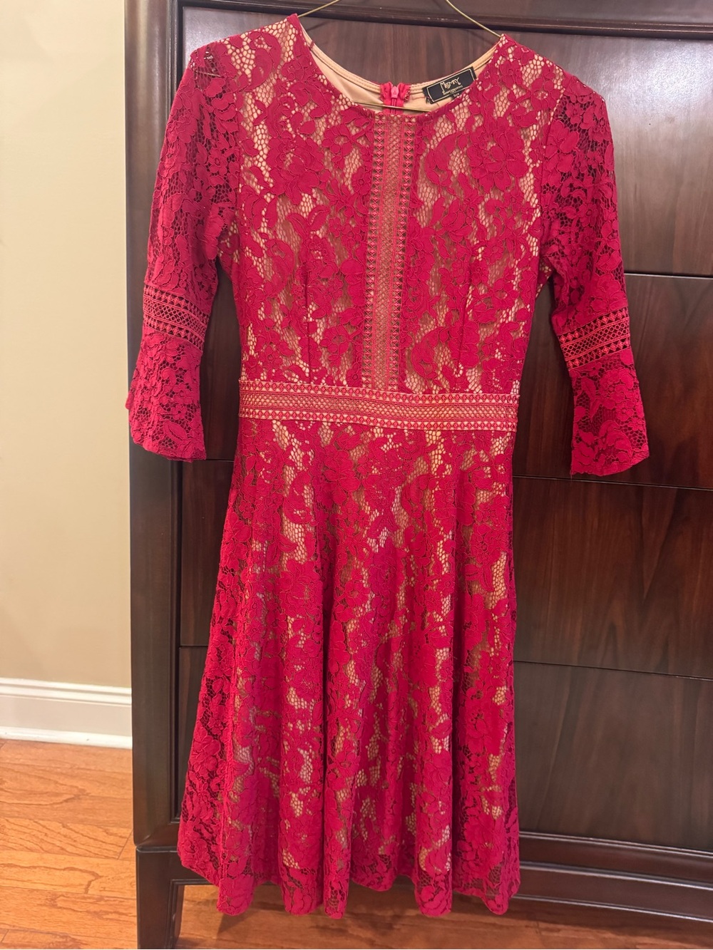 MIssMay Red Lace Fit & Flare Dress